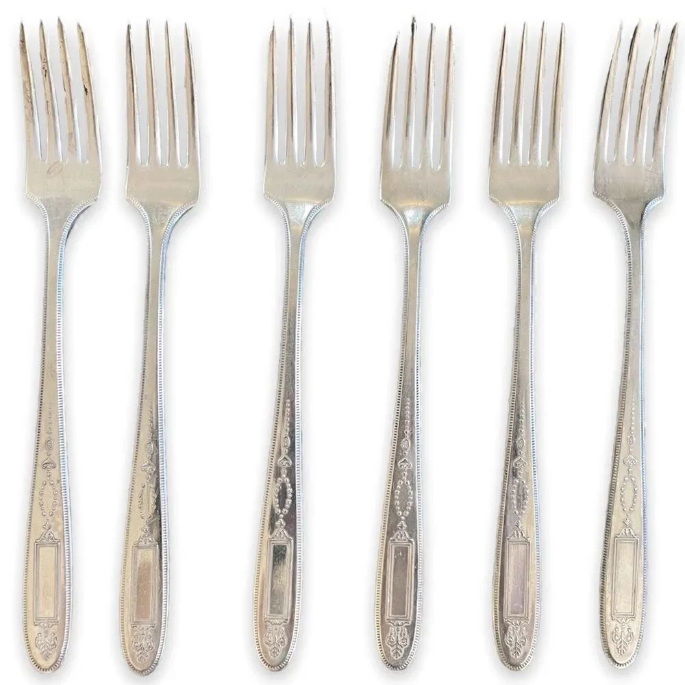 Antique 1921 Oneida Community Plate Grosvenor Grille Forks Set of 6 No Monogram